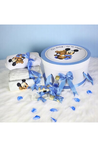 Inovius Σετ βαπτίσματος με 8 τυπωμένα κομμάτια, Μίκυ Μάους, μπλε χρώμα - BAB97