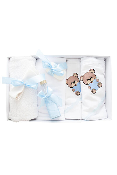 Inovius Trusou Botez 7 Piese, Bleu, Ursulet Brodat - TB156