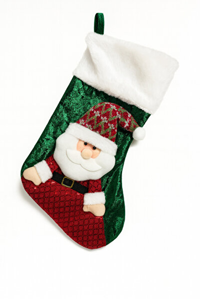 OEM Decorative Christmas stocking, 3D, Ideal for decoration and gifts, 55 cm, Red/Green