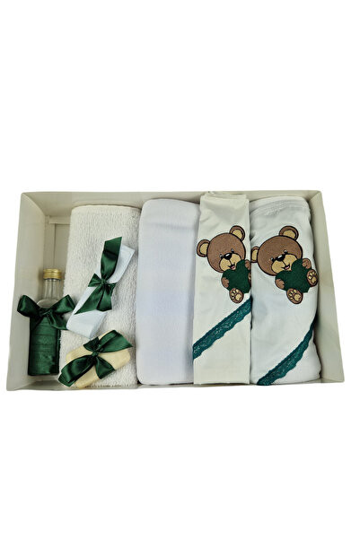 Inovius Trusou botez, model brodat, Baby Bear Verde - BT25