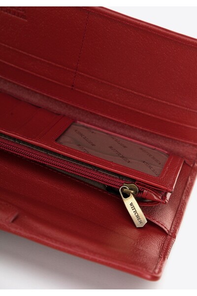 Wittchen Woman Large foldable wallet made of patent leather, burgundy, burgundy