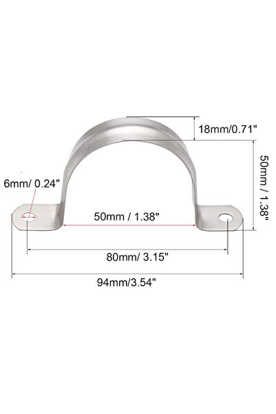 uxcell Set of 4 Pipe Clamps 50mm, Stainless Steel 304, Silver