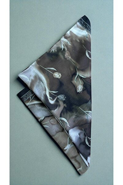 Lavena scarfs Tulip Series Floral Pattern Cotton Digital Soft Shawl - Khaki