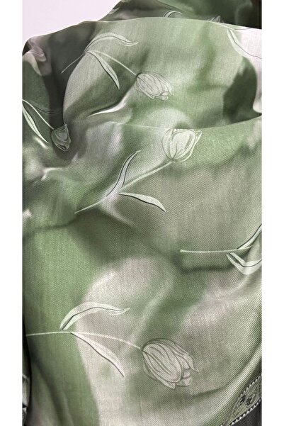 Lavena scarfs Σειρά Tulip Floral Pattern Βαμβακερό ψηφιακό μαλακό σάλι - Πράσινο γρασίδι