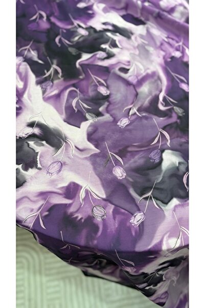 Lavena scarfs Tulip Series Floral Pattern Cotton Digital Soft Shawl - Purple