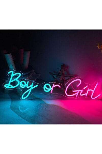 Magnetfoto Boy or Girl Yazılı Neon LED Işıklı Tabela 65x18 cm – Baby Shower &...