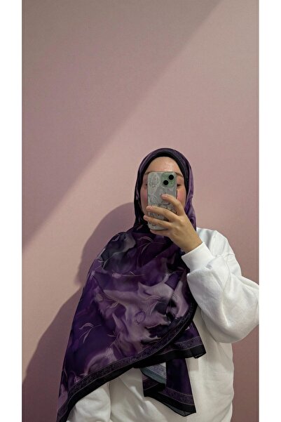 Lavena scarfs Tulip Series Floral Pattern Cotton Digital Soft Shawl - Purple