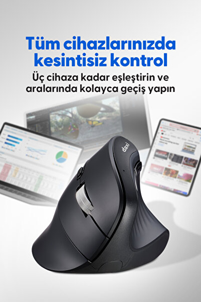 Daxi MX800 VertiGO Ergonomik Dikey Mouse, Bluetooth ve 2.4GHz Bağlantı, 4800 DPI