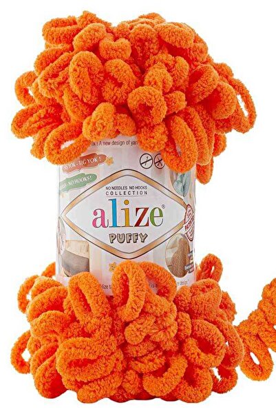 urzsmell Alize Puffy Hand Knitting Yarn 100 Gr. 9 Meters. Finger Knitting Yarn 766Orange