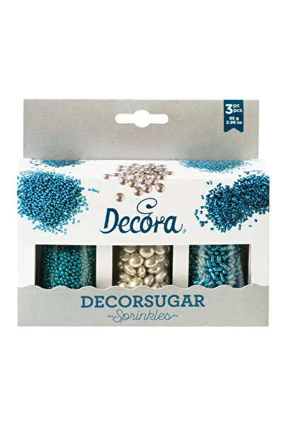 DECORA Set mix decorativ argintiu si Bleu din zahar, 85 g