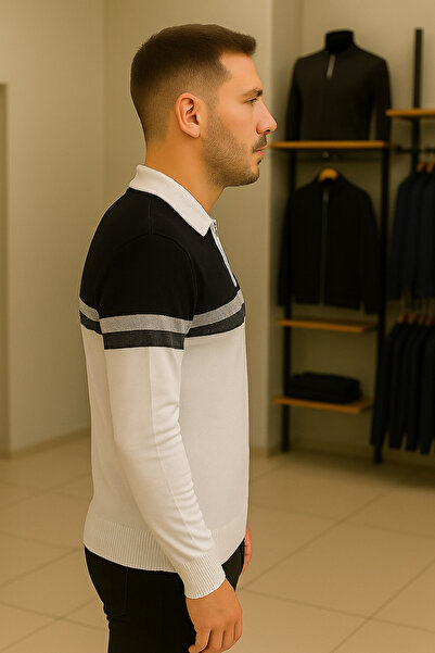 Maccali Ανδρικό μακρυμάνικο φούτερ με φερμουάρ σε λευκό χρώμα