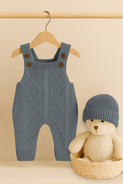 Babily Adjustable Strap Thessaloniki Knitted Hat Knitwear Jumpsuit Salopet Baby