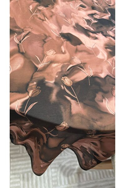 Lavena scarfs Tulip Series Floral Pattern Cotton Digital Soft Shawl - Caramel