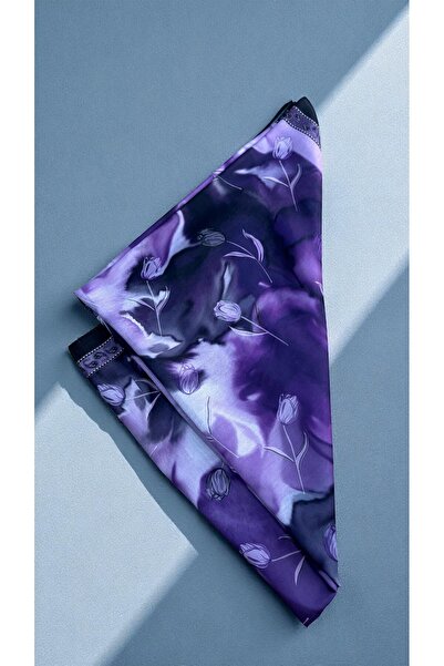 Lavena scarfs Tulip Series Floral Pattern Cotton Digital Soft Shawl - Purple