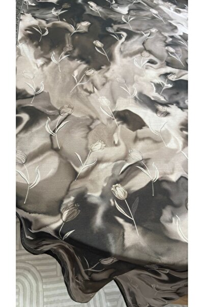 Lavena scarfs Tulip Series Floral Pattern Cotton Digital Soft Shawl - Cold Coffee