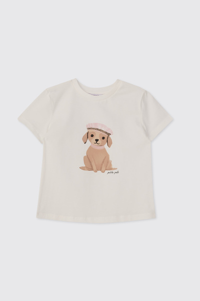 Panço Kız Bebek Kısa Kollu Beyaz Tişört