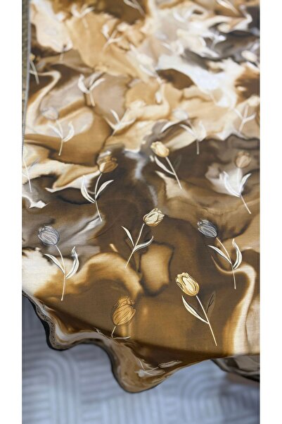 Lavena scarfs Tulip Series Floral Pattern Cotton Digital Soft Shawl - Mustard