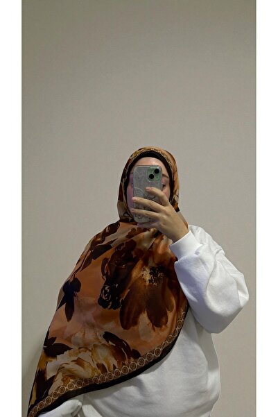 Lavena scarfs Fall Series Floral Pattern Cotton Digital Soft Shawl - Mustard