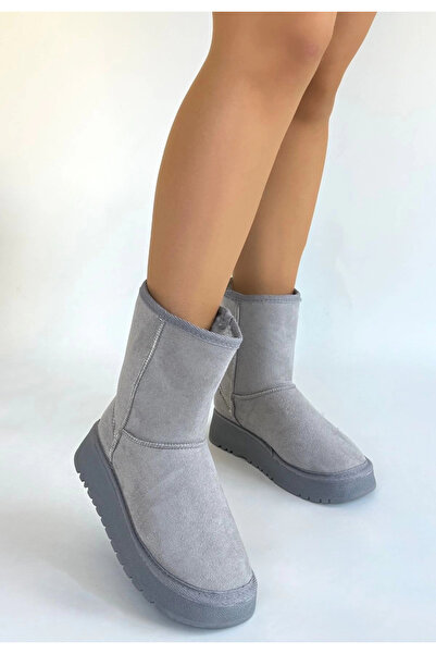 HAYAT STORE Cizme Sophia din piele intoarsa gri