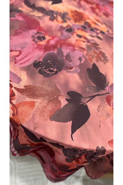 Lavena scarfs Fall Series Floral Pattern Cotton Digital Soft Shawl - Pomegranate Red