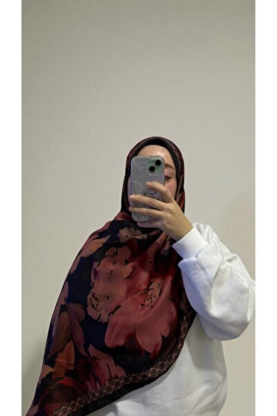 Lavena scarfs Fall Series Floral Pattern Cotton Digital Soft Shawl - Coral