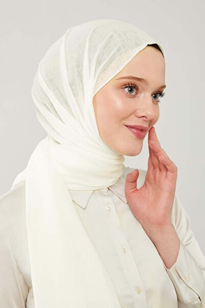 Levidor Beyaz Düz Renk Frozen Krep Şal