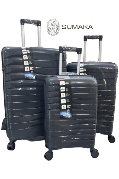 SUMAKA 3-Piece Travel Luggage Trolley Suitcase Set Silicon - 360 Wheels & TSA Lock 20-24-28 inches