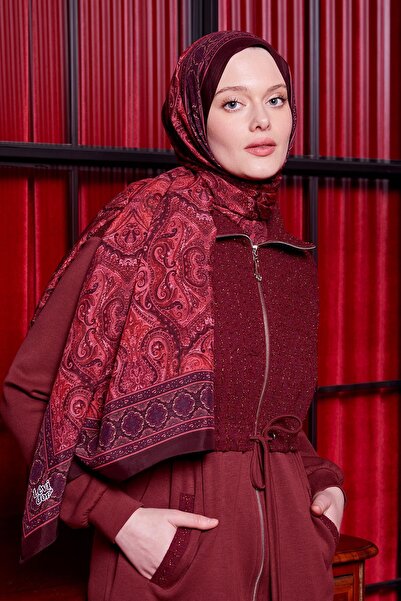 Levidor Kırmızı Hint Desen Royal Şal