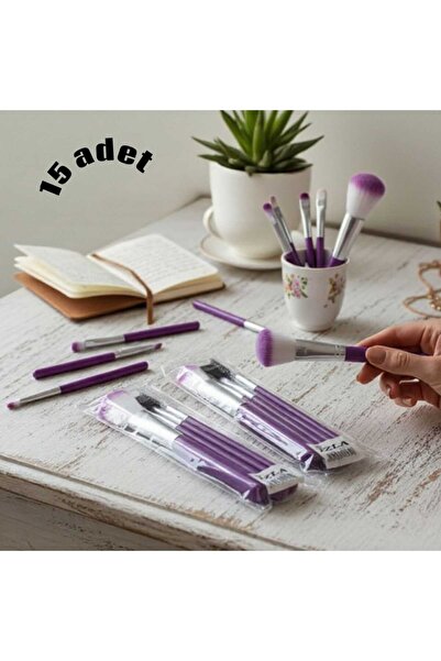 RUMİLY 15 Pieces Makeup Brush Purple Color