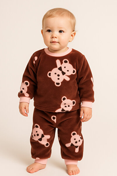 Oz Baby Baby Girl Winter Patterned Fleece Set - Girls' Winter Clothing Set