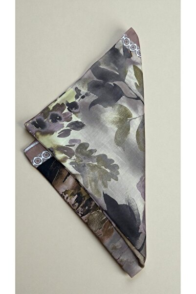 Lavena scarfs Fall Series Floral Pattern Cotton Digital Soft Shawl - Mink