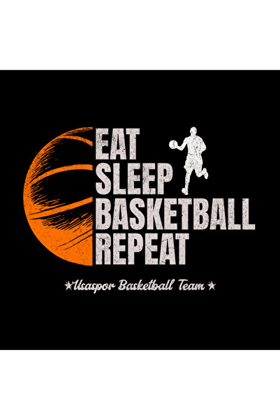 Advantage Eat Sleep Basketball Repeat Usa Sports Team Oversized 100% Cotton- Premium Tshirt