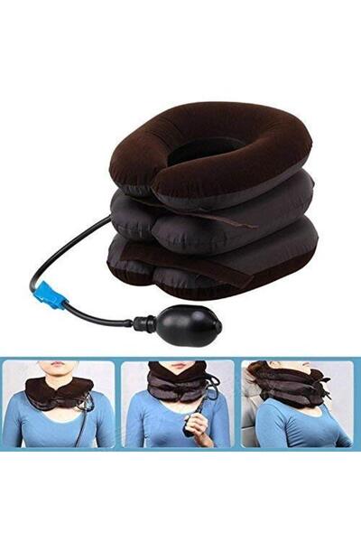Twinkle Mart Neckline Pillow 3-Layer Inflatable Cervical Support (Brown)