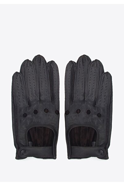 Wittchen Men's Driving Gloves, Black, Genuine Leather, Dark Brown, Leather