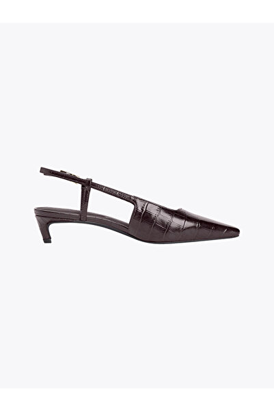 Tommy Hilfiger Croco-Print Slingback Kitten Heels with Leather