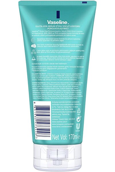 Vaseline Gluta-Hya Serum Etkili Vücut Losyonu, Pürüzsüzleştirici, 170 Mililitre