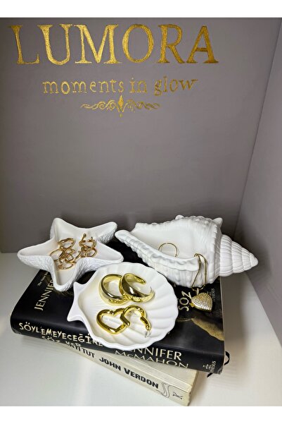 Lumora moments طقم عرض سيراميك لومورا بتصميم الأصداف البحرية - طقم من 3 قطع ل...