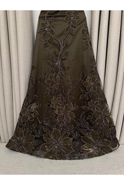 DRAT AMASYE A-line evening dress with velvet rose embroidery