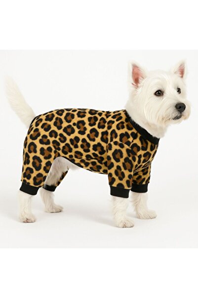 DOGİ&DOG Small Breed Leopard Detailed Winter Dog Jumpsuit Dog Outfit (1-10kg)