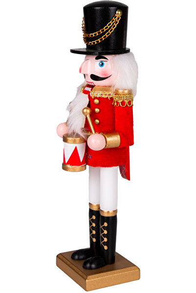 Herdekora Christmas Ornament, Tin Man, Nutcracker, Red-White - Playing Snare Drum, 7.5X30 cm