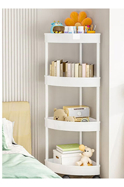 Generic Four-tier corner storage cart, suitable for bathroom, laundry room, and living room