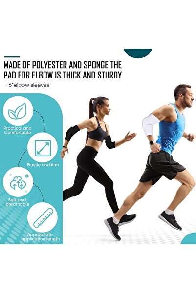 MAKINGTEC 3 Pairs Elbow Pads - Breathable Compression Elbow Braces (Black/White/Gray)