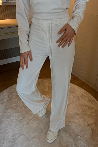 Hazamoda الأرنب بنطلون واسع الأرجل أبيض