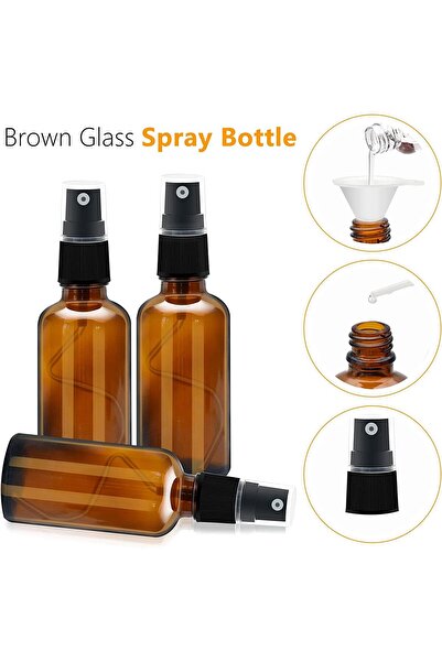 SYOSI Glass Spray Bottles, 4oz Amber, Leak-Proof Travel Refillable (2 Pack)