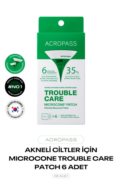 ACROPASS Yağ Bezesi ve Akneler için Mikro İğneli Bant Trouble Care Microcone ...
