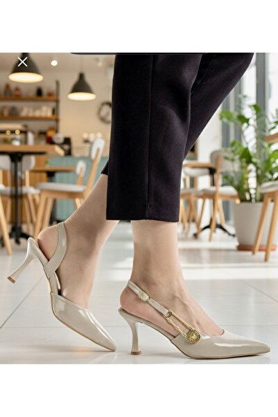 AUREA MILANO Stylish Design Side Buckle Detail Open Back Pointed Toe Casual Heeled Shoes