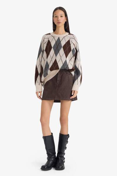 DeFacto А-линия, редовна талия, еластична кадифена мини пола G4077AX25WN