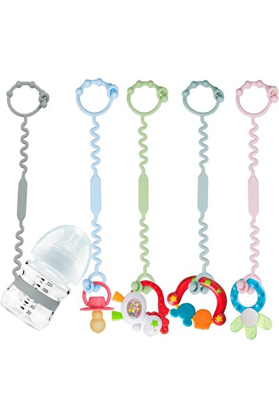 TOYSTORE Toy Straps for Baby, 5 Pack Silicone Adjustable Pacifier & Teether Straps - BPA Free