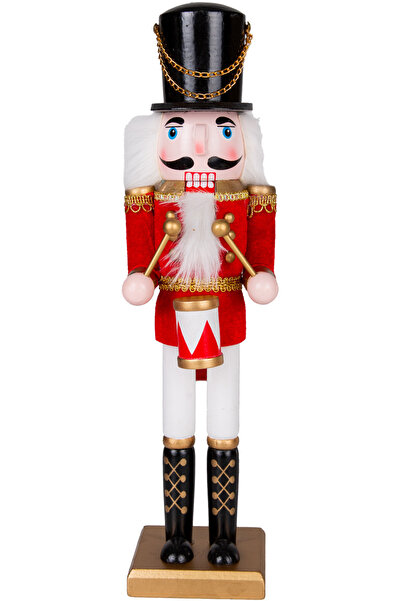 Herdekora Christmas Ornament, Tin Man, Nutcracker, Red-White - Playing Snare Drum, 9X38 cm