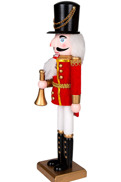 Herdekora Christmas Ornament, Tin Man, Nutcracker, Red-White - Playing Bugle, 9X38 cm